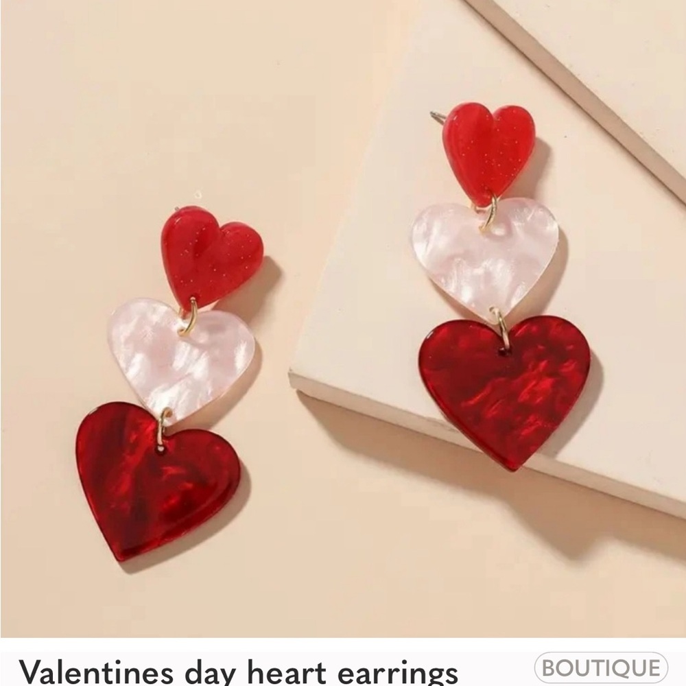Charming Red and White Heart Earrings for Love Occasions NWT